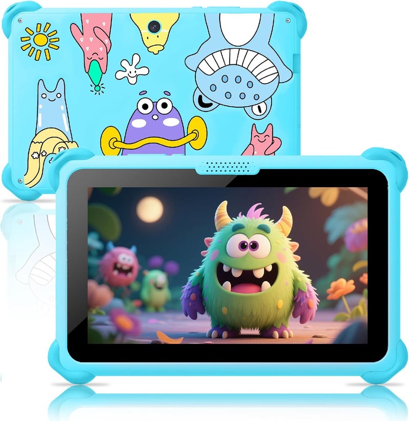 Trayoo Kids Tablet 7 inch Tablets for Kids 3-12, 32GB Android Toddler Tablet with Solid Case, YouTube, Netflix, GMS, Bluetooth, WiFi, Education Learning Apps Installed, Parent Control(Blue) - Image 1